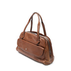 Shoulder Bag Heritage Flap Pocket Boston Brown Grained Calfskin Leather