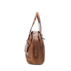 Shoulder Bag Heritage Flap Pocket Boston Brown Grained Calfskin Leather