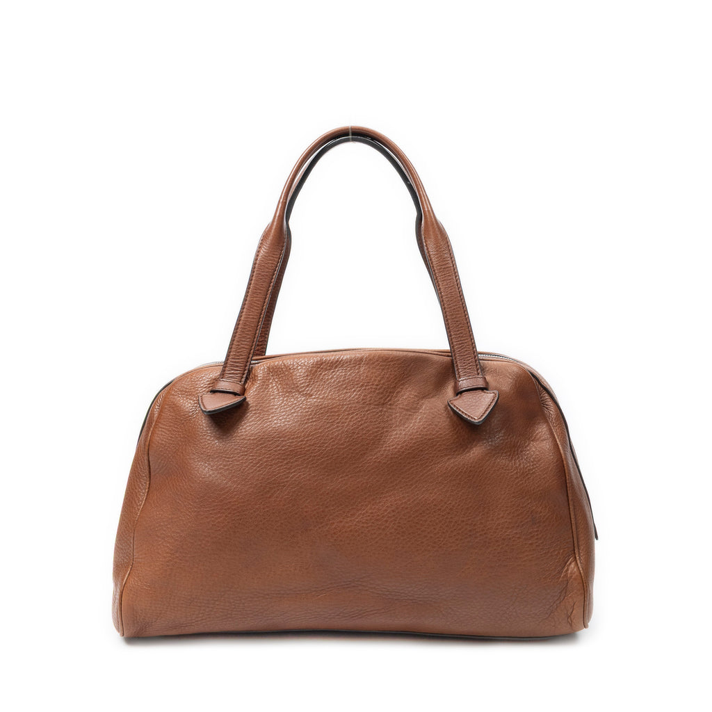 Shoulder Bag Heritage Flap Pocket Boston Brown Grained Calfskin Leather