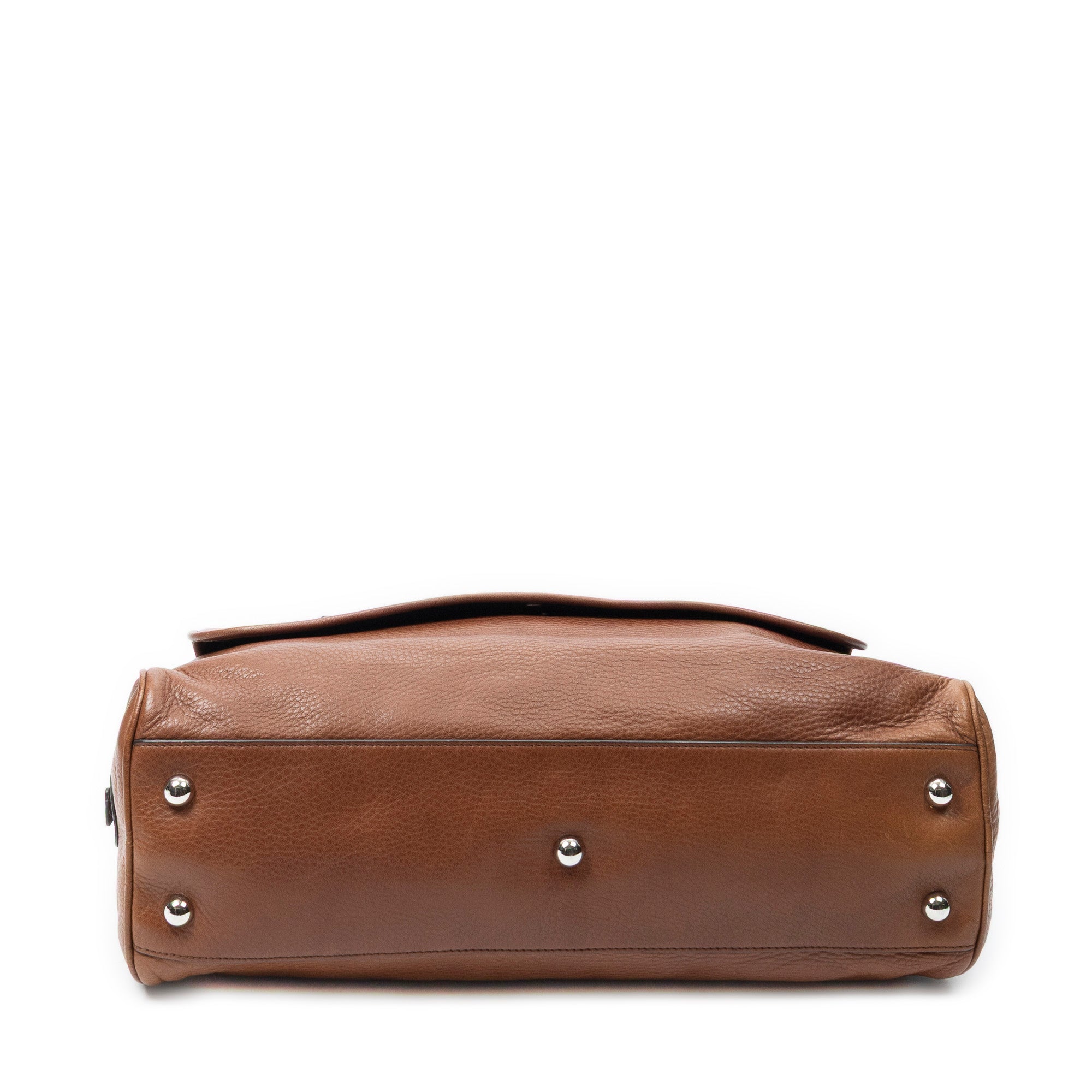 Shoulder Bag Heritage Flap Pocket Boston Brown Grained Calfskin Leather