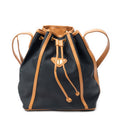 Shoulder Bag Vintage Drawstring Bucket Black Woven Coated Canvas