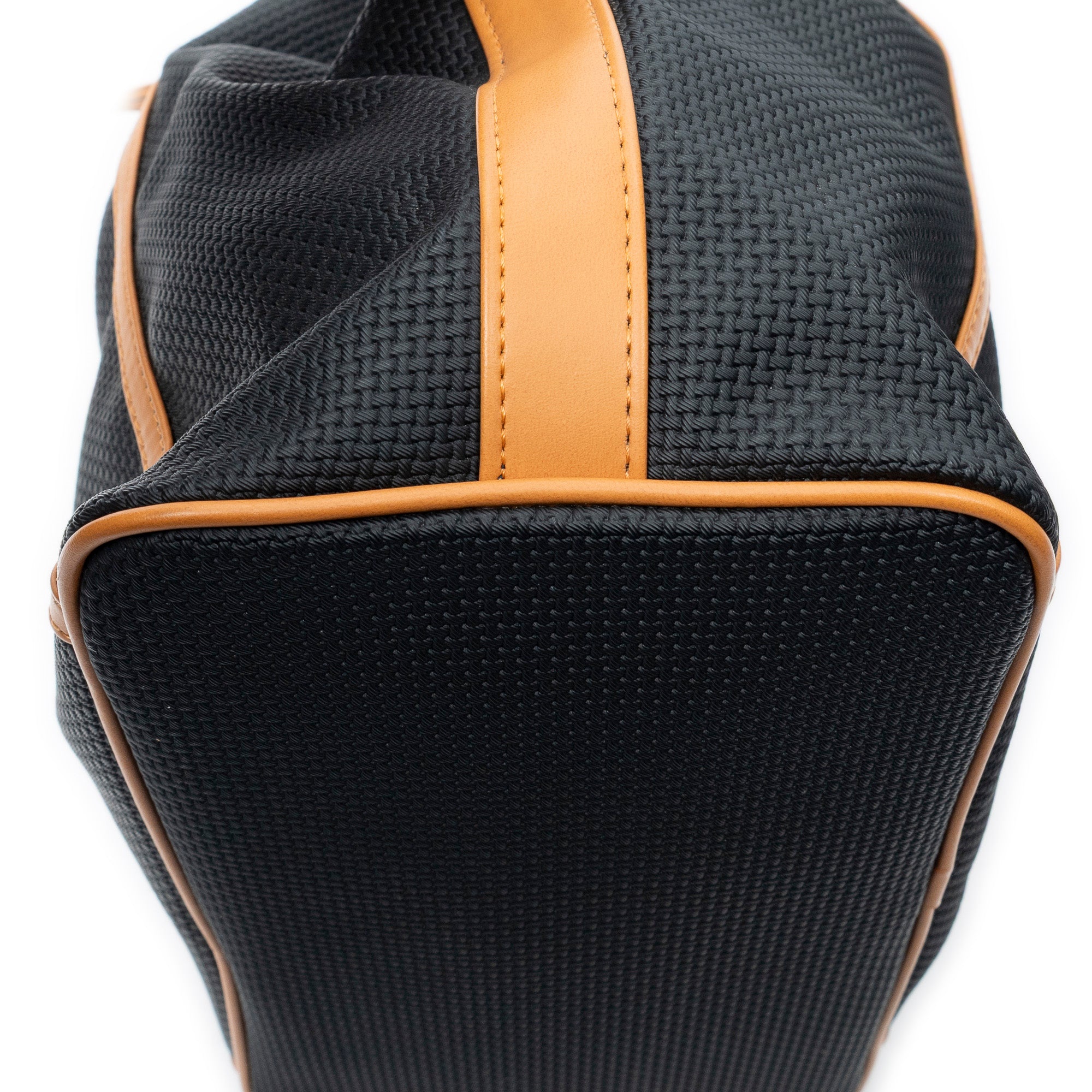 Shoulder Bag Vintage Drawstring Bucket Black Woven Coated Canvas
