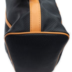 Shoulder Bag Vintage Drawstring Bucket Black Woven Coated Canvas