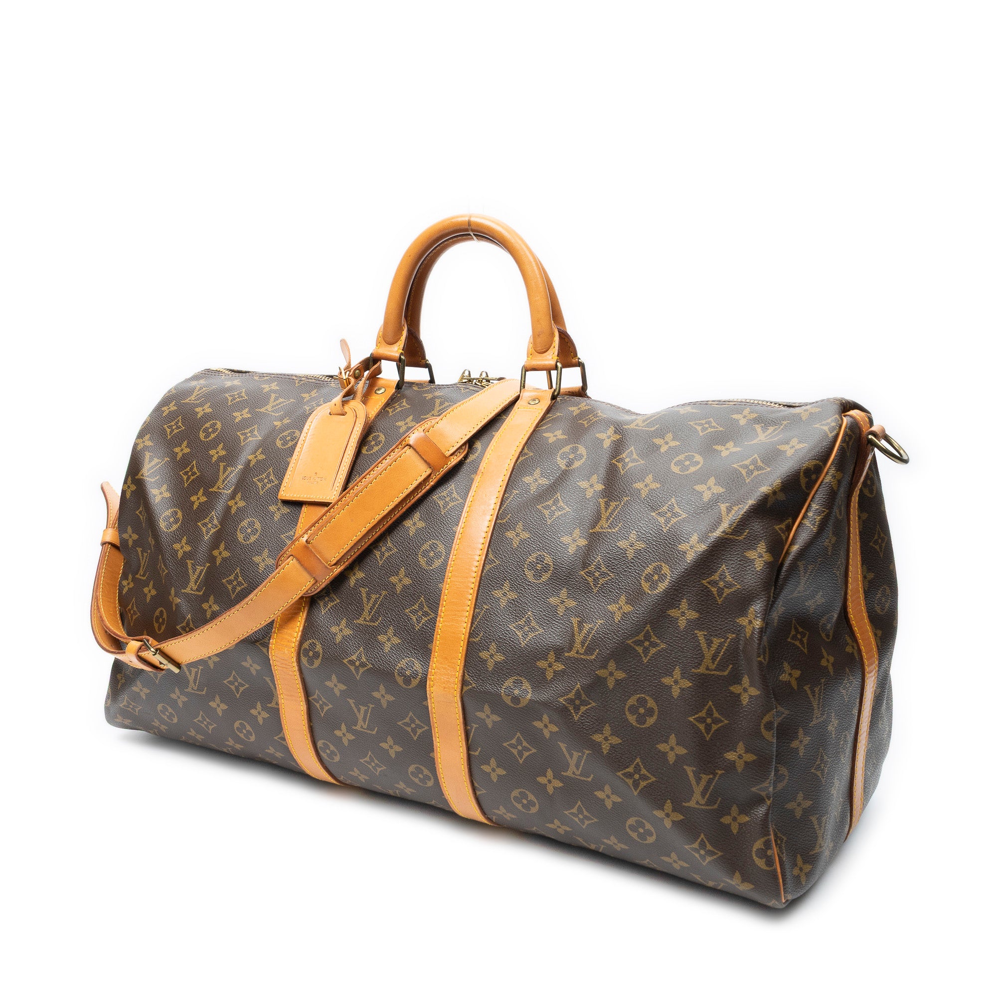 Travel Bag Keepall Bandouliere 55 Brown Monogram Canvas