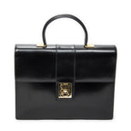 Handbag Vintage Top Handle Flap Business Bag Black Calfskin Leather