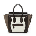 Shoulder Bag Micro Luggage Dark Brown Pebbled Calfskin Leather