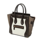 Shoulder Bag Micro Luggage Dark Brown Pebbled Calfskin Leather