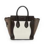 Shoulder Bag Micro Luggage Dark Brown Pebbled Calfskin Leather