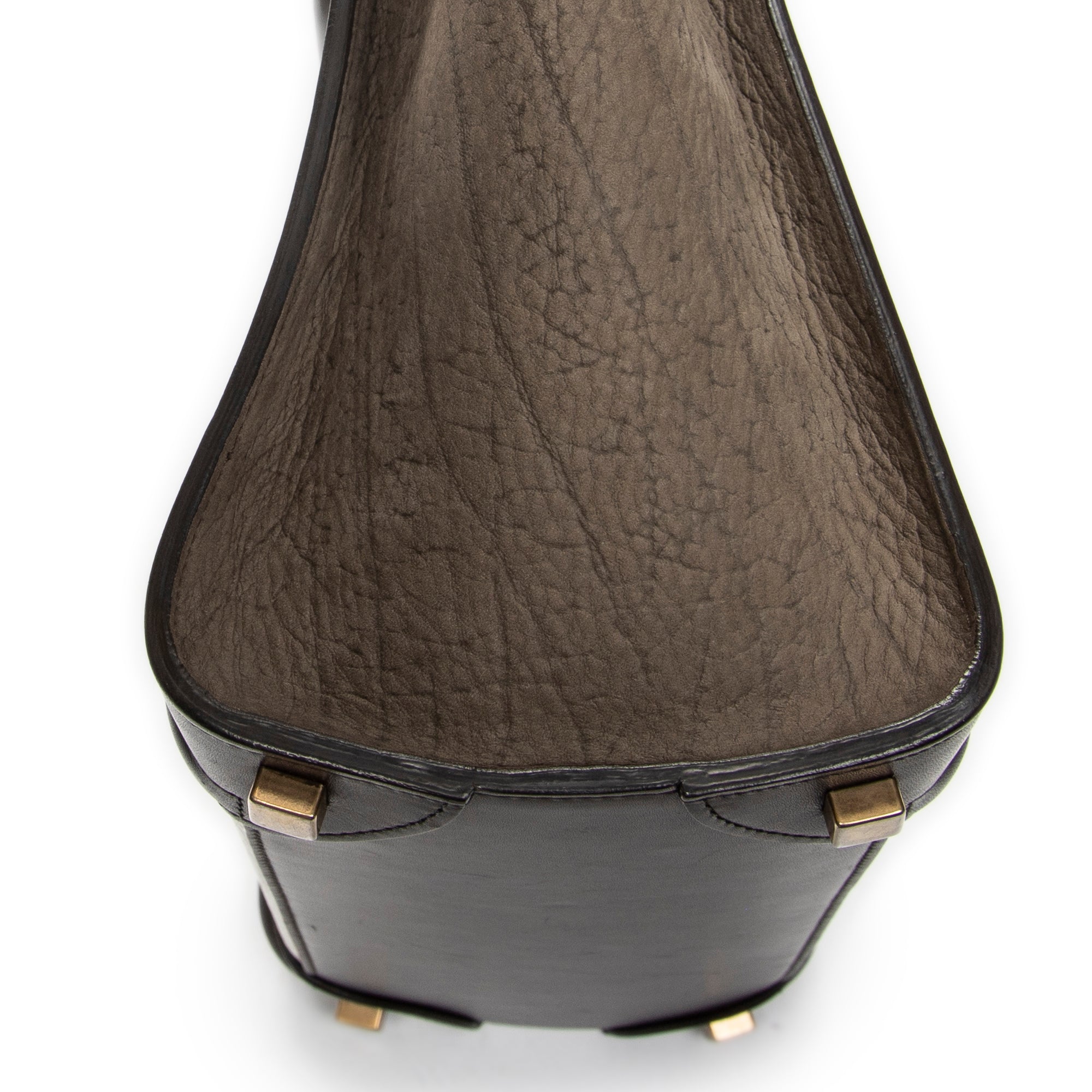 Shoulder Bag Micro Luggage Dark Brown Pebbled Calfskin Leather