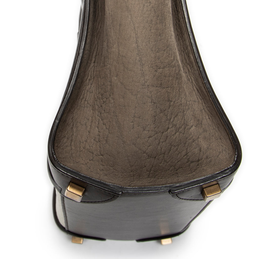 Shoulder Bag Micro Luggage Dark Brown Pebbled Calfskin Leather