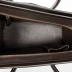 Shoulder Bag Micro Luggage Dark Brown Pebbled Calfskin Leather
