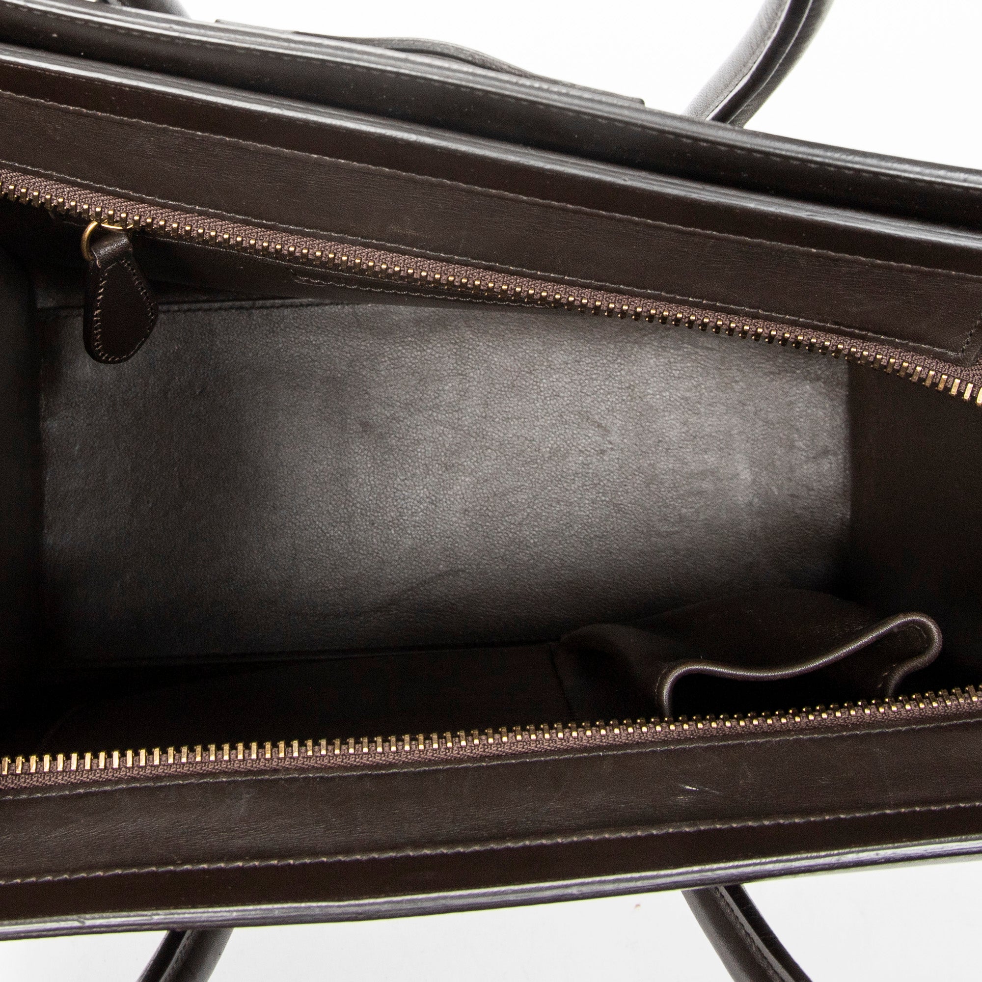 Shoulder Bag Micro Luggage Dark Brown Pebbled Calfskin Leather