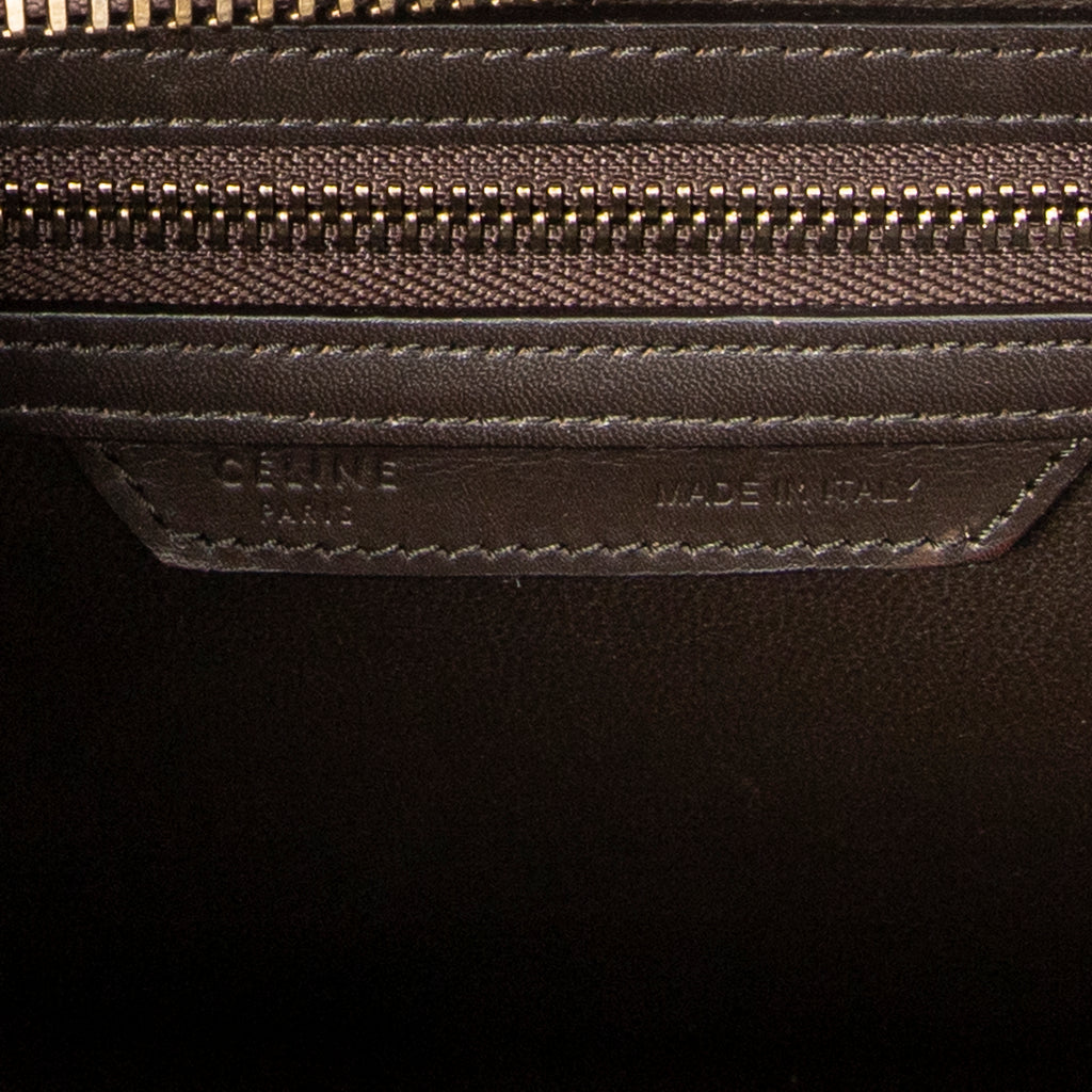 Shoulder Bag Micro Luggage Dark Brown Pebbled Calfskin Leather