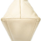 Handbag CC Wood Handle Tote Ivory Quilted Caviar Leather