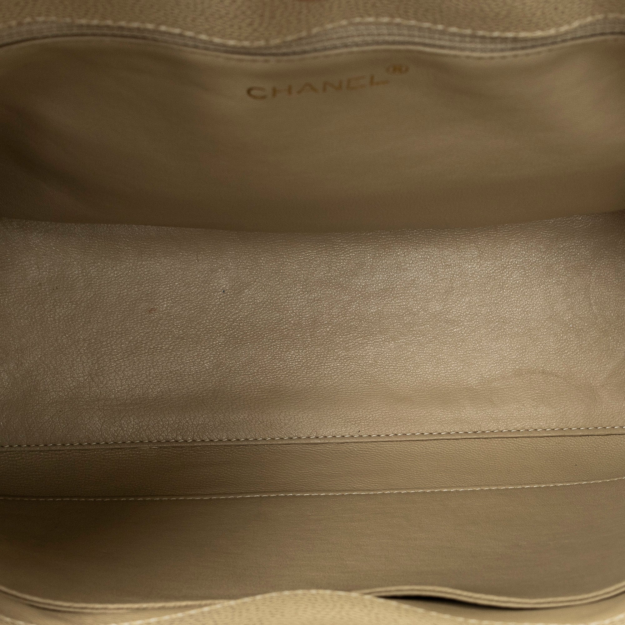 Handbag CC Wood Handle Tote Ivory Quilted Caviar Leather