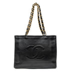 Shoulder Bag Vintage CC Large Chain Tote Black Lambskin Leather