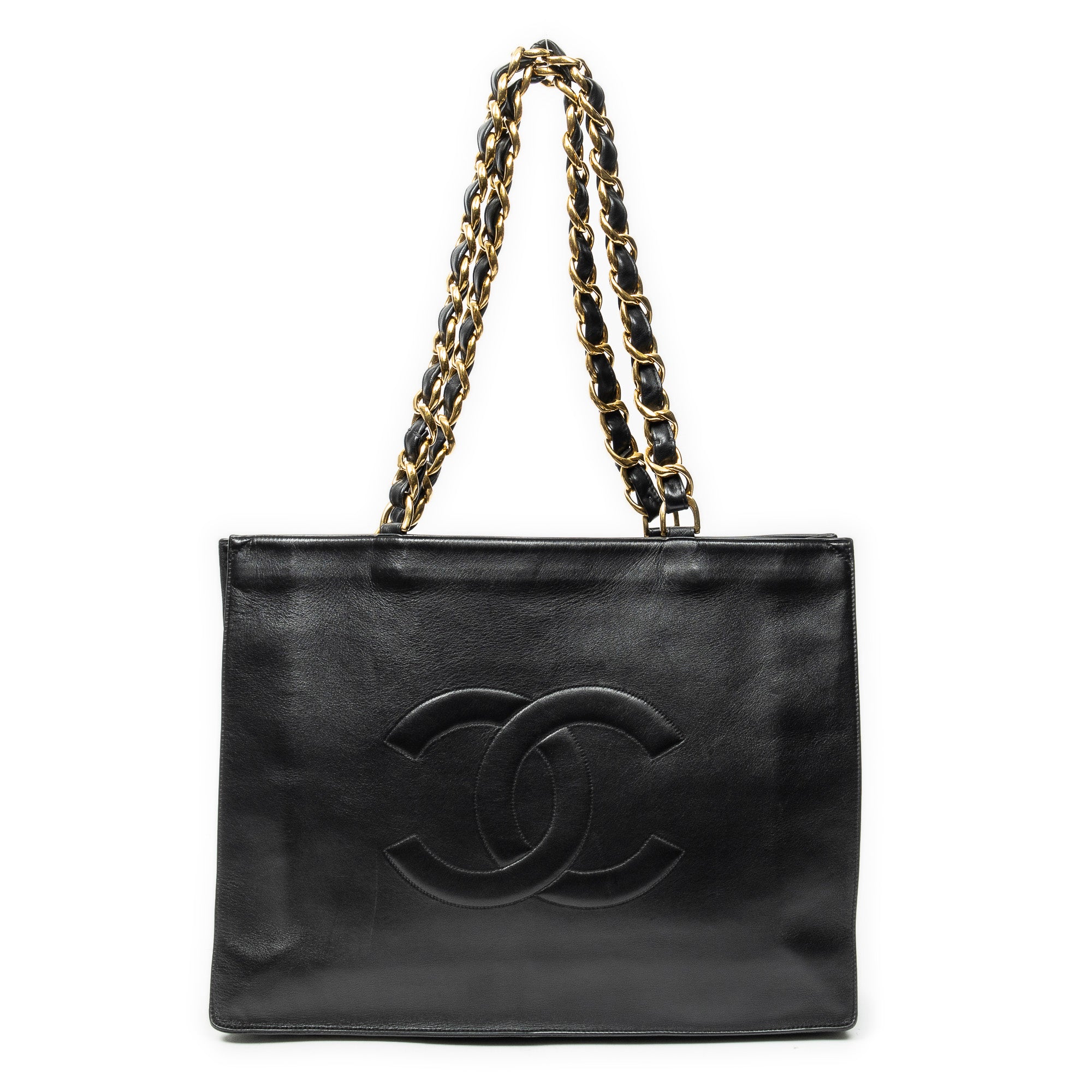 Shoulder Bag Vintage CC Large Chain Tote Black Lambskin Leather