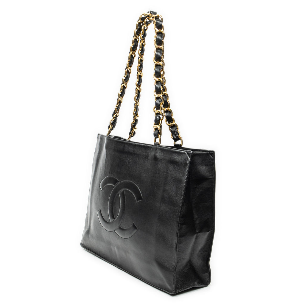 Shoulder Bag Vintage CC Large Chain Tote Black Lambskin Leather