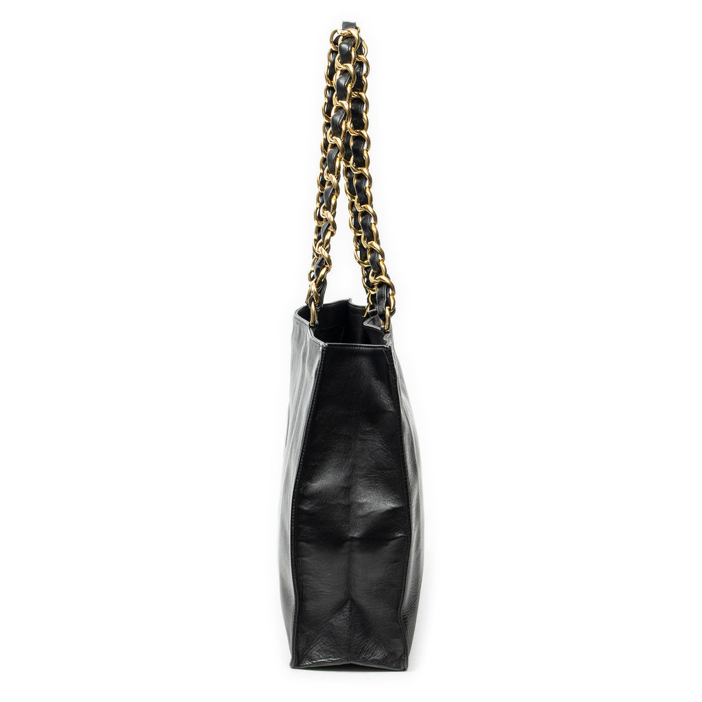 Shoulder Bag Vintage CC Large Chain Tote Black Lambskin Leather