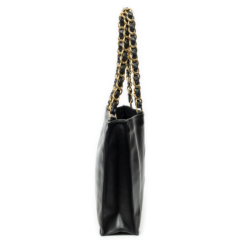 Shoulder Bag Vintage CC Large Chain Tote Black Lambskin Leather