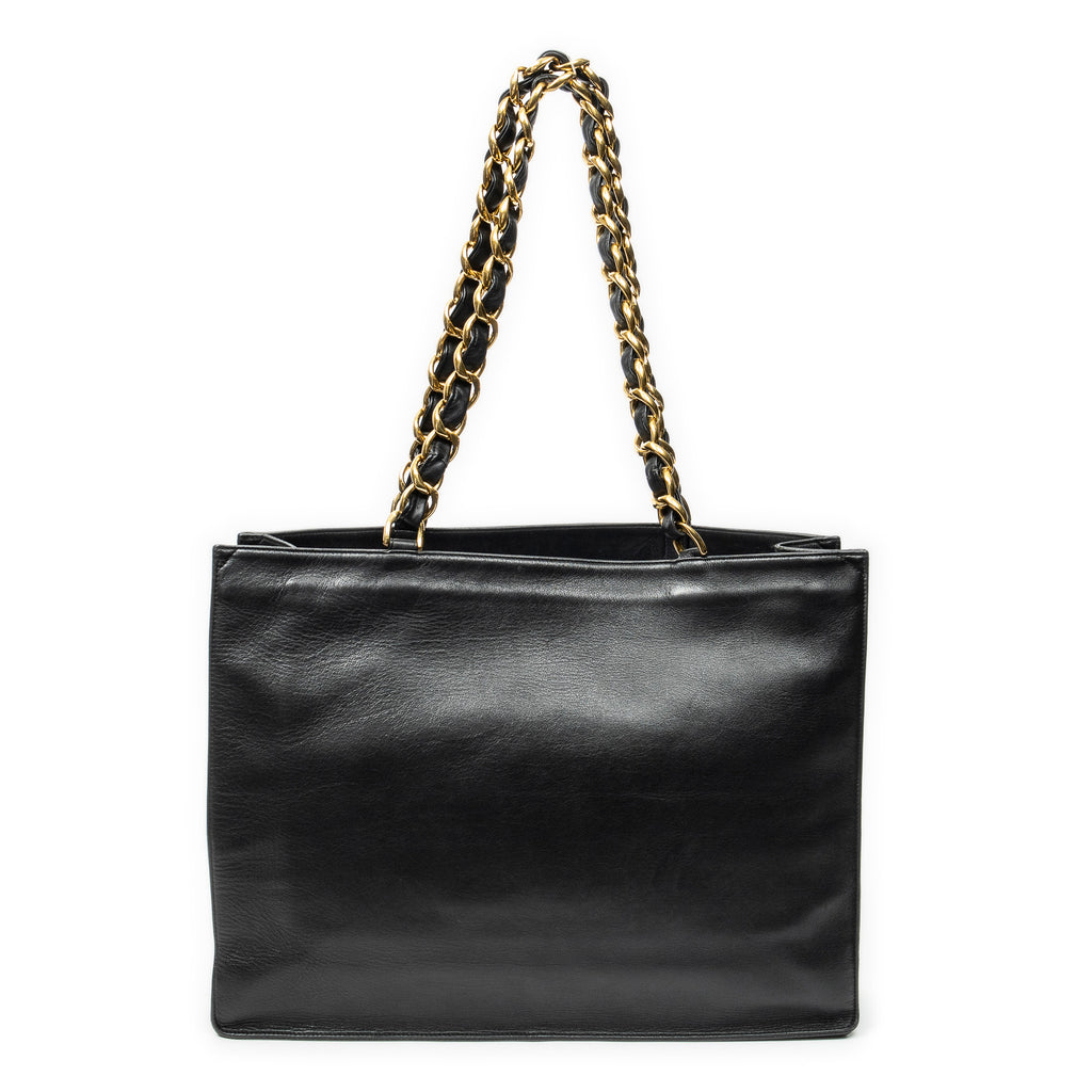 Shoulder Bag Vintage CC Large Chain Tote Black Lambskin Leather