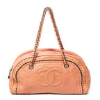 Shoulder Bag Luxe Ligne Bowler Pink Lambskin Leather