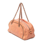 Shoulder Bag Luxe Ligne Bowler Pink Lambskin Leather