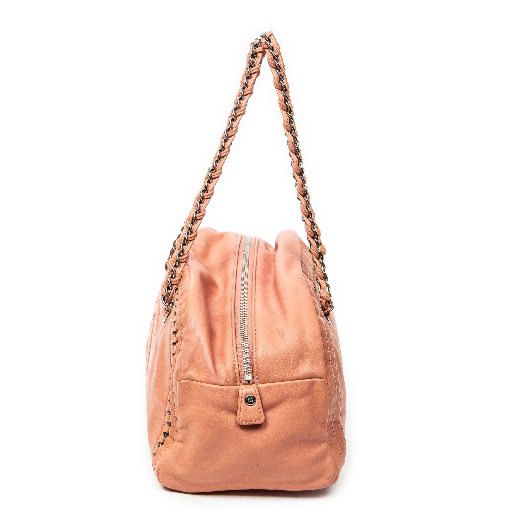 Shoulder Bag Luxe Ligne Bowler Pink Lambskin Leather