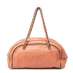 Shoulder Bag Luxe Ligne Bowler Pink Lambskin Leather