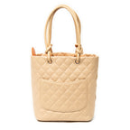 Shoulder Bag Cambon Ligne Bucket Tote Beige Quilted Lambskin Leather