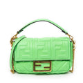 Shoulder Bag Mini Baguette Crossbody Green Zucca Embossed Leather