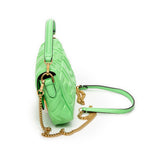 Shoulder Bag Mini Baguette Crossbody Green Zucca Embossed Leather