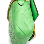 Shoulder Bag Mini Baguette Crossbody Green Zucca Embossed Leather