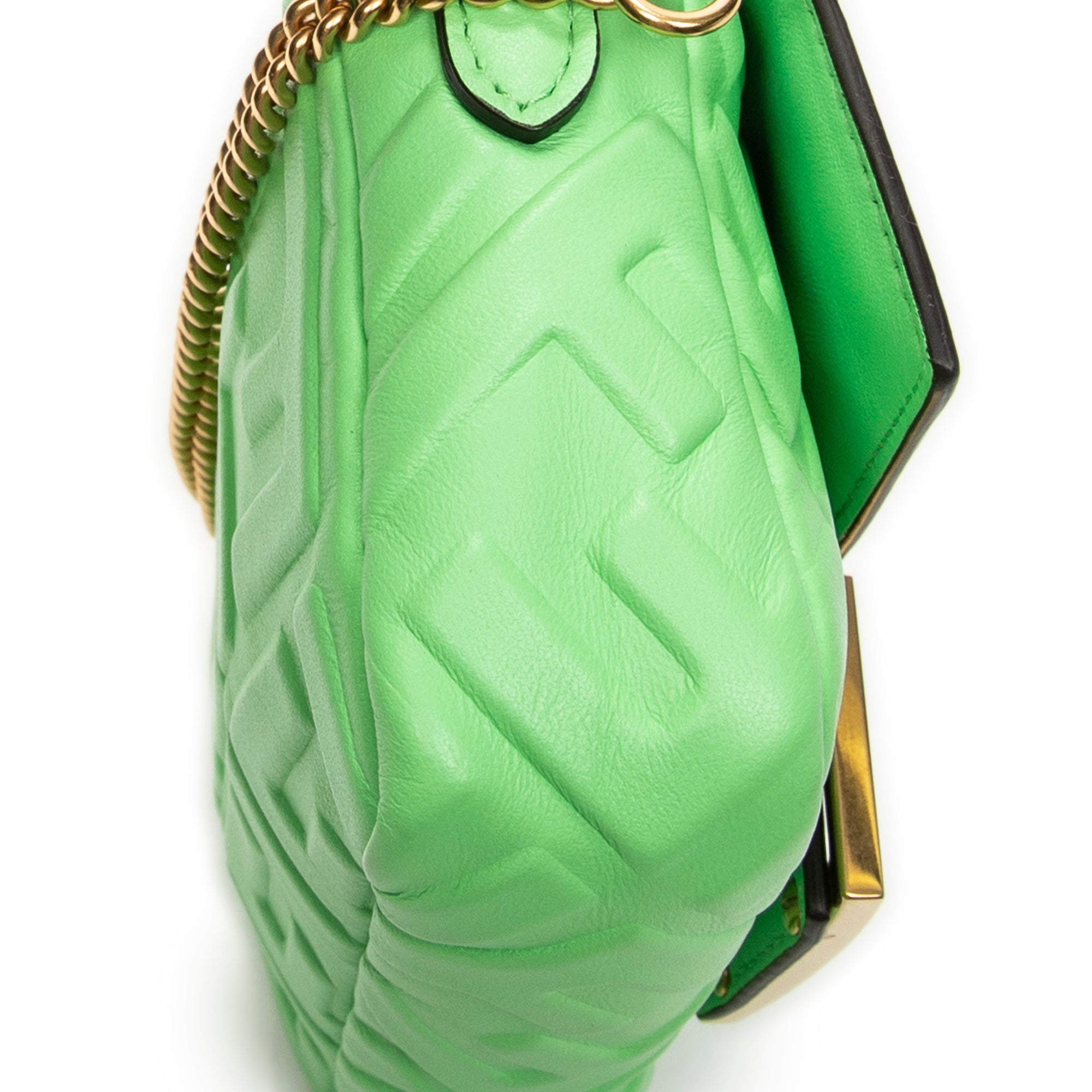 Shoulder Bag Mini Baguette Crossbody Green Zucca Embossed Leather
