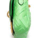 Shoulder Bag Mini Baguette Crossbody Green Zucca Embossed Leather