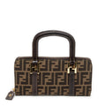 Handbag Top Handle Zip Wallet Brown Zucca Canvas