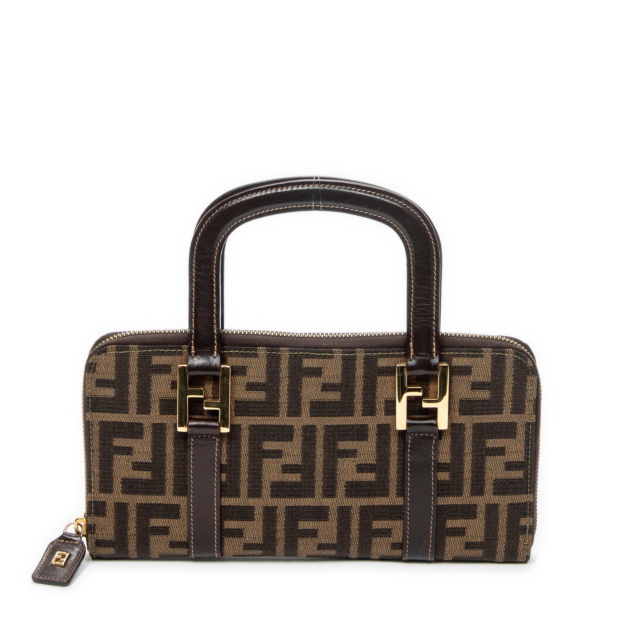 Handbag Top Handle Zip Wallet Brown Zucca Canvas