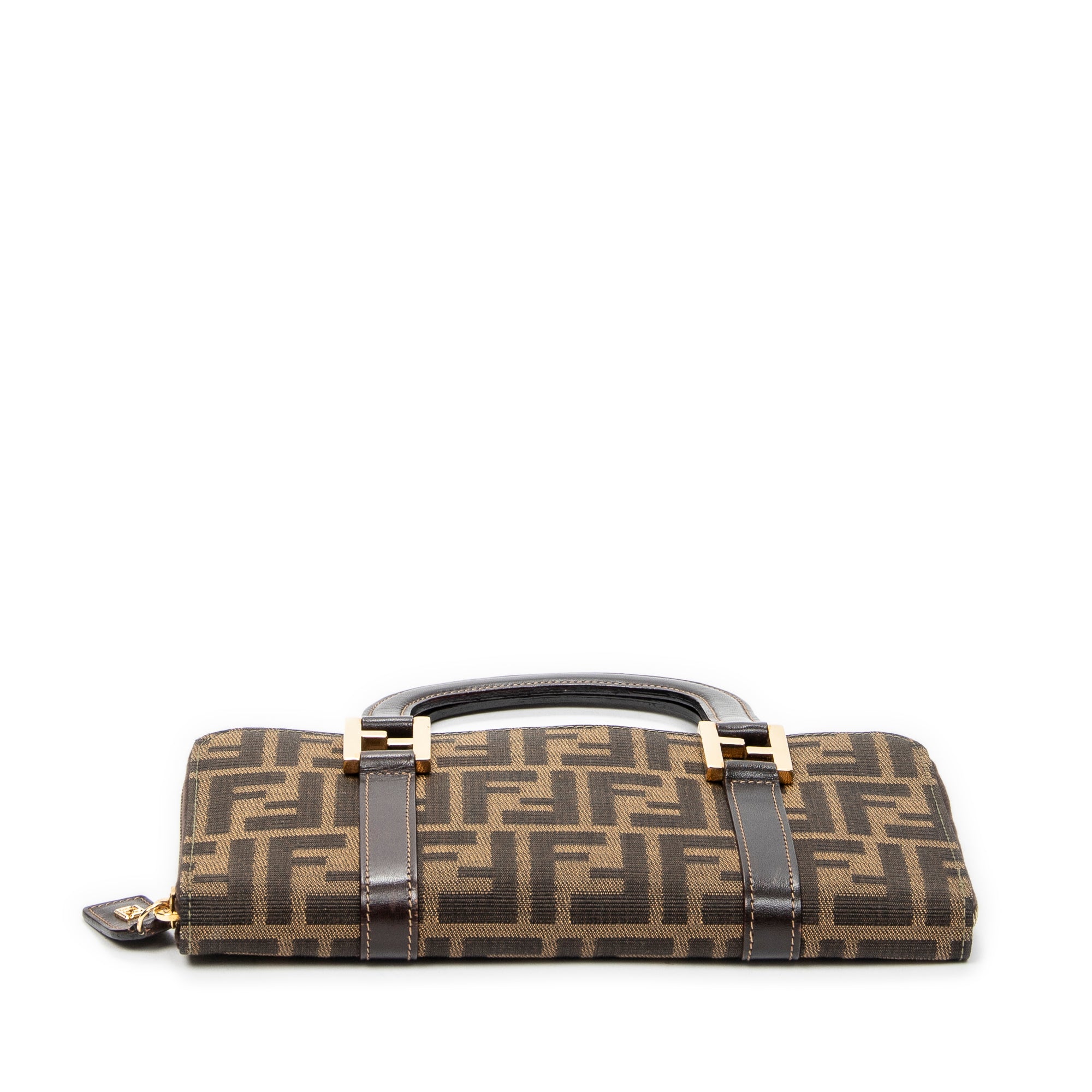 Handbag Top Handle Zip Wallet Brown Zucca Canvas