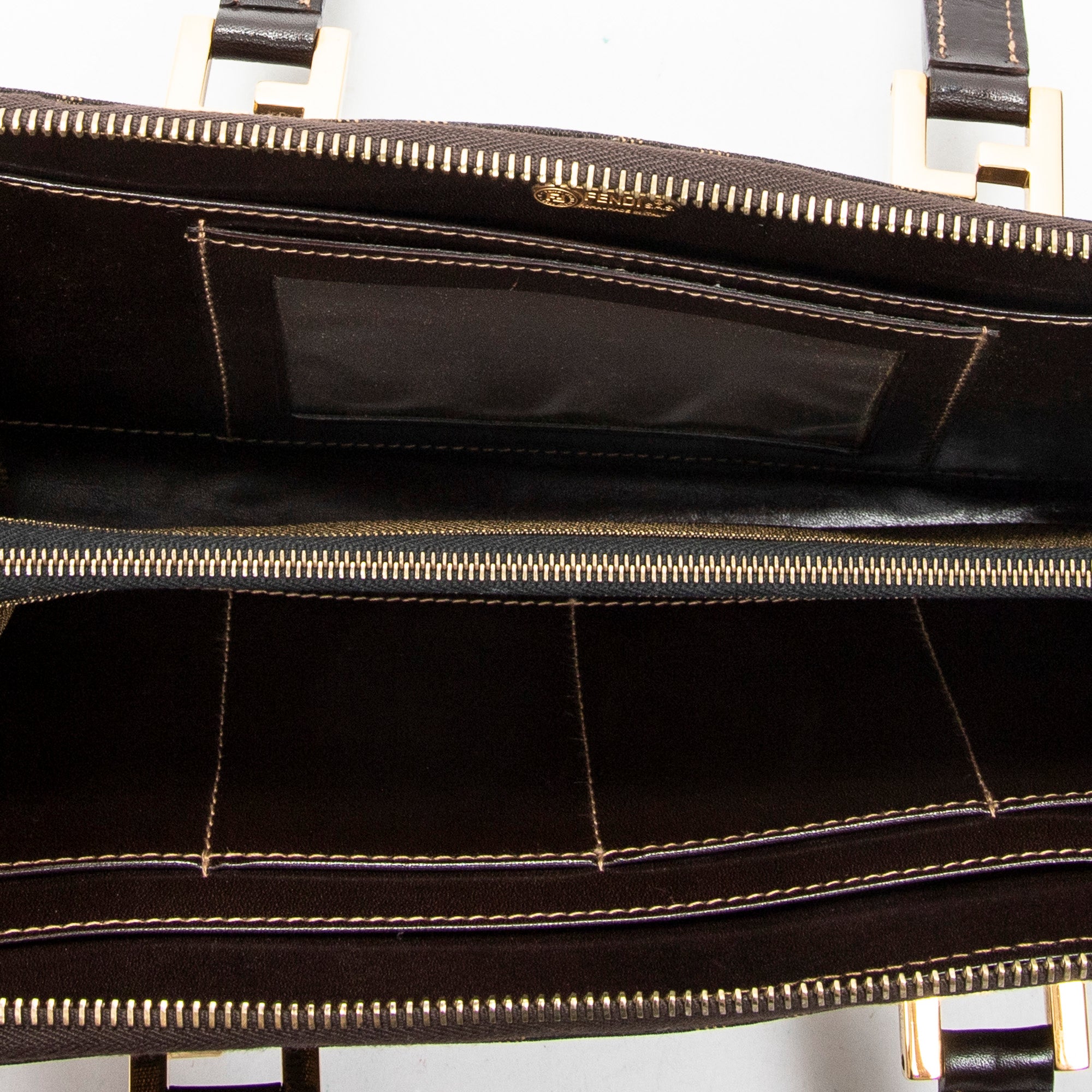 Handbag Top Handle Zip Wallet Brown Zucca Canvas