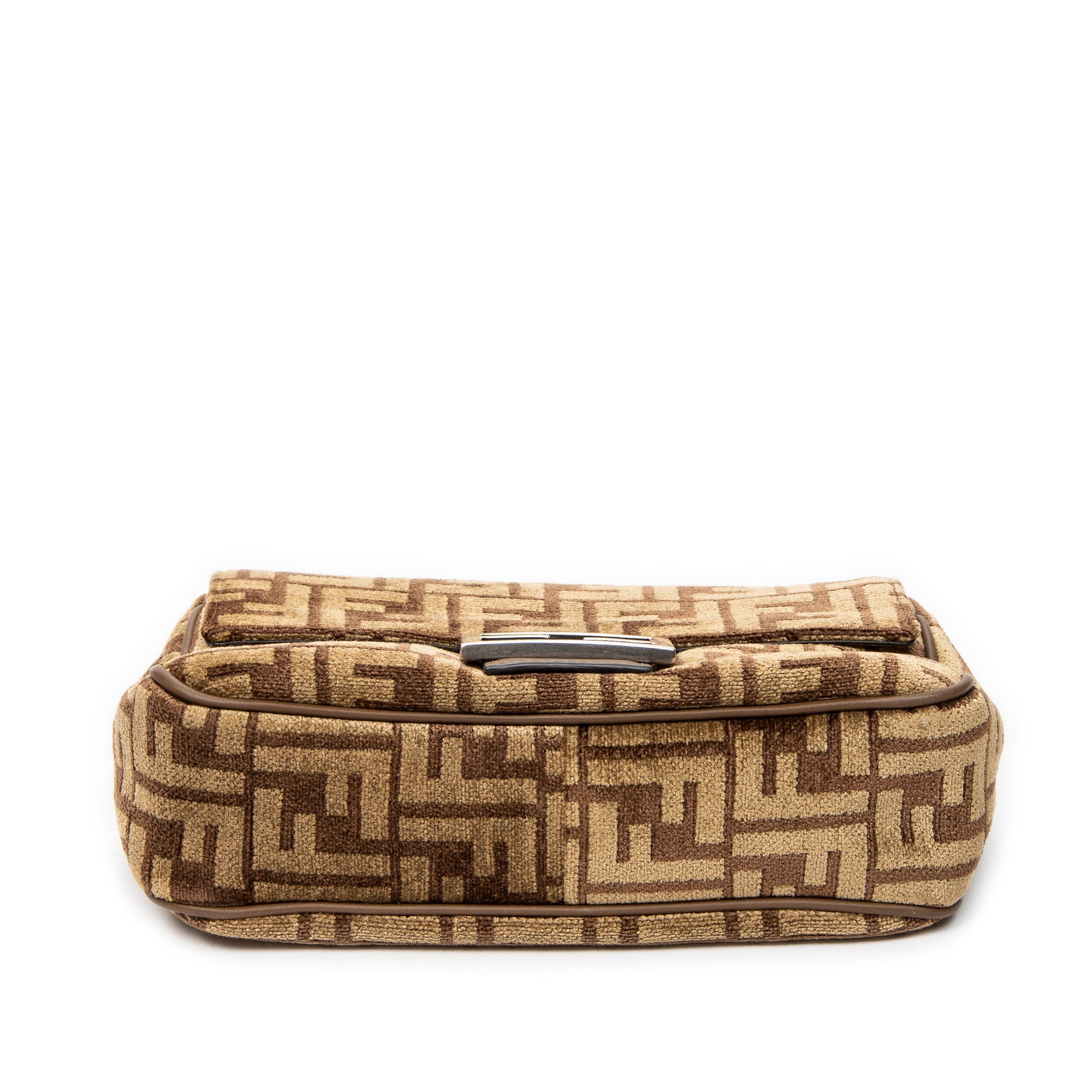 Shoulder Bag Midi Baguette Chain Crossbody Brown Zucca Velvet Canvas