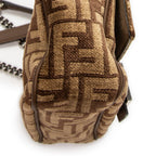 Shoulder Bag Midi Baguette Chain Crossbody Brown Zucca Velvet Canvas