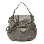 Shoulder Bag Large New Pelham Hobo Grey Grained Calfskin Leather
