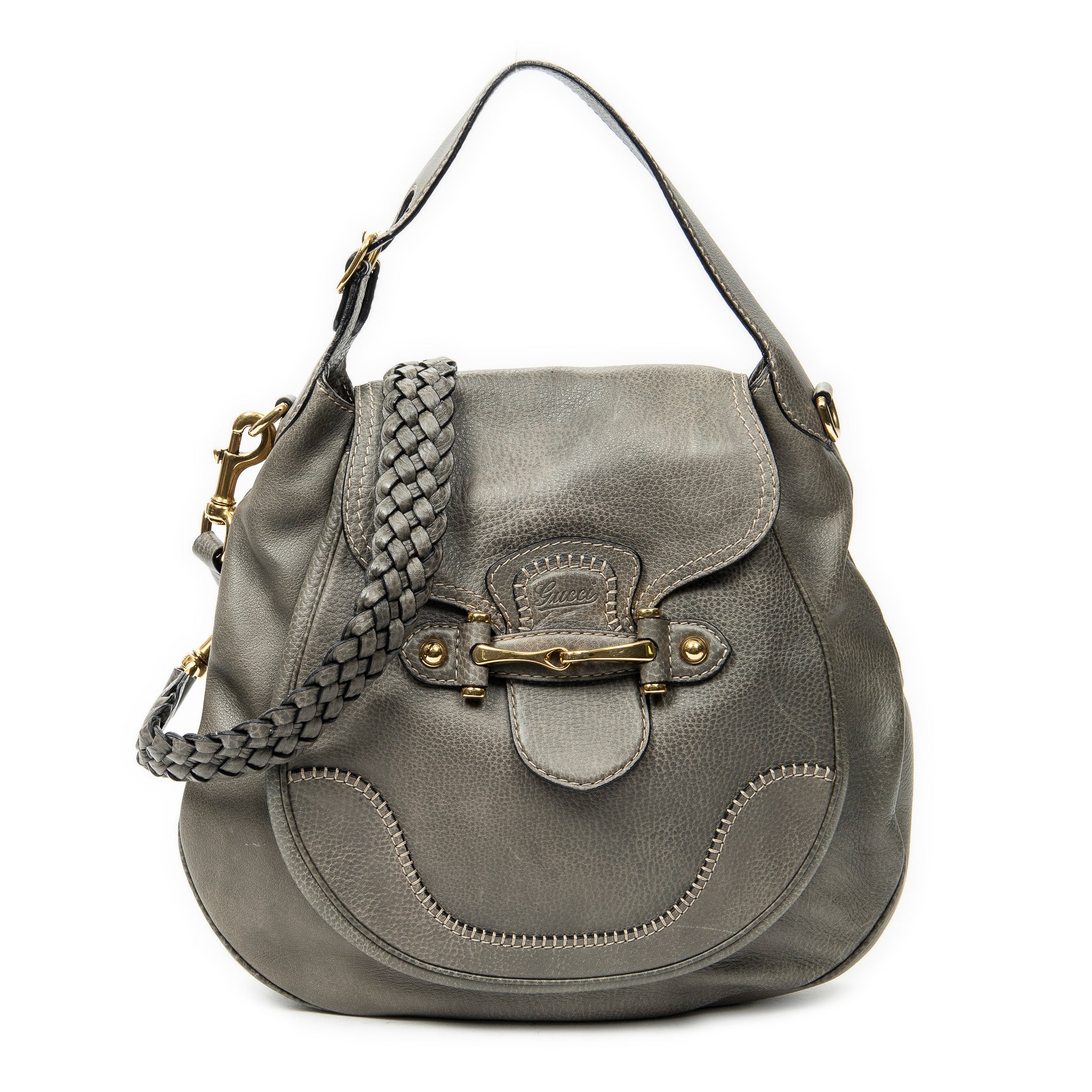 Shoulder Bag Large New Pelham Hobo Grey Grained Calfskin Leather