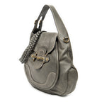Shoulder Bag Large New Pelham Hobo Grey Grained Calfskin Leather