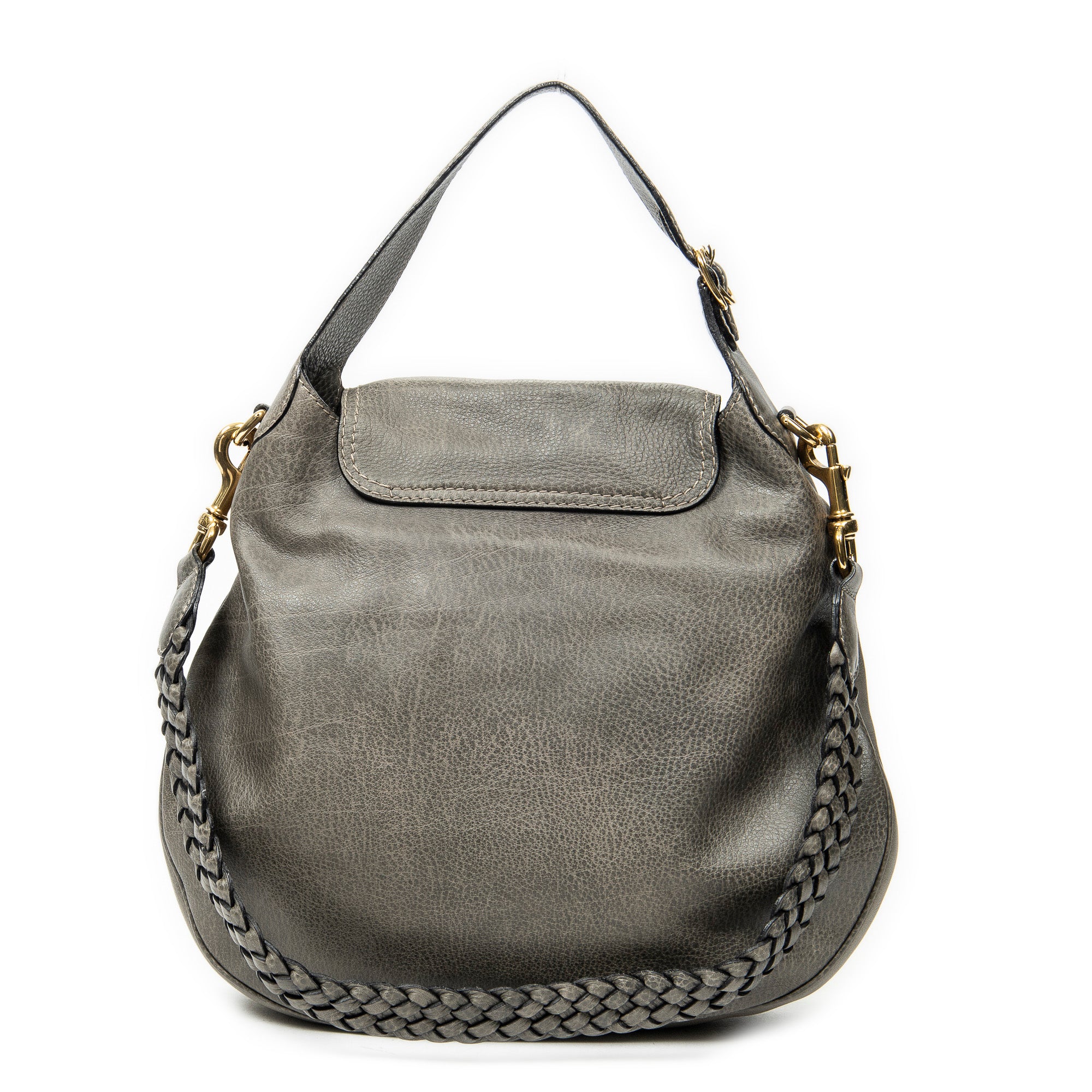 Shoulder Bag Large New Pelham Hobo Grey Grained Calfskin Leather