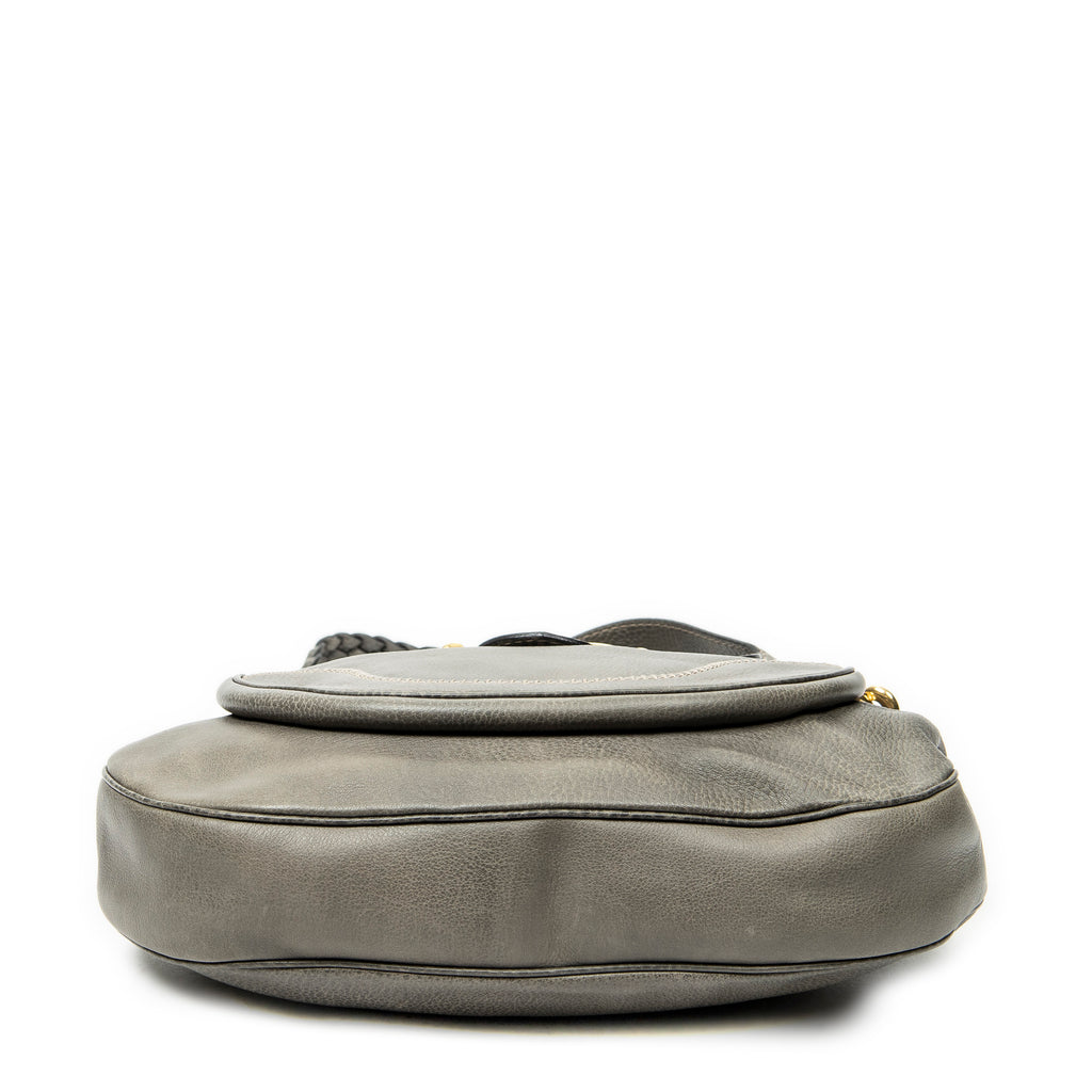 Shoulder Bag Large New Pelham Hobo Grey Grained Calfskin Leather