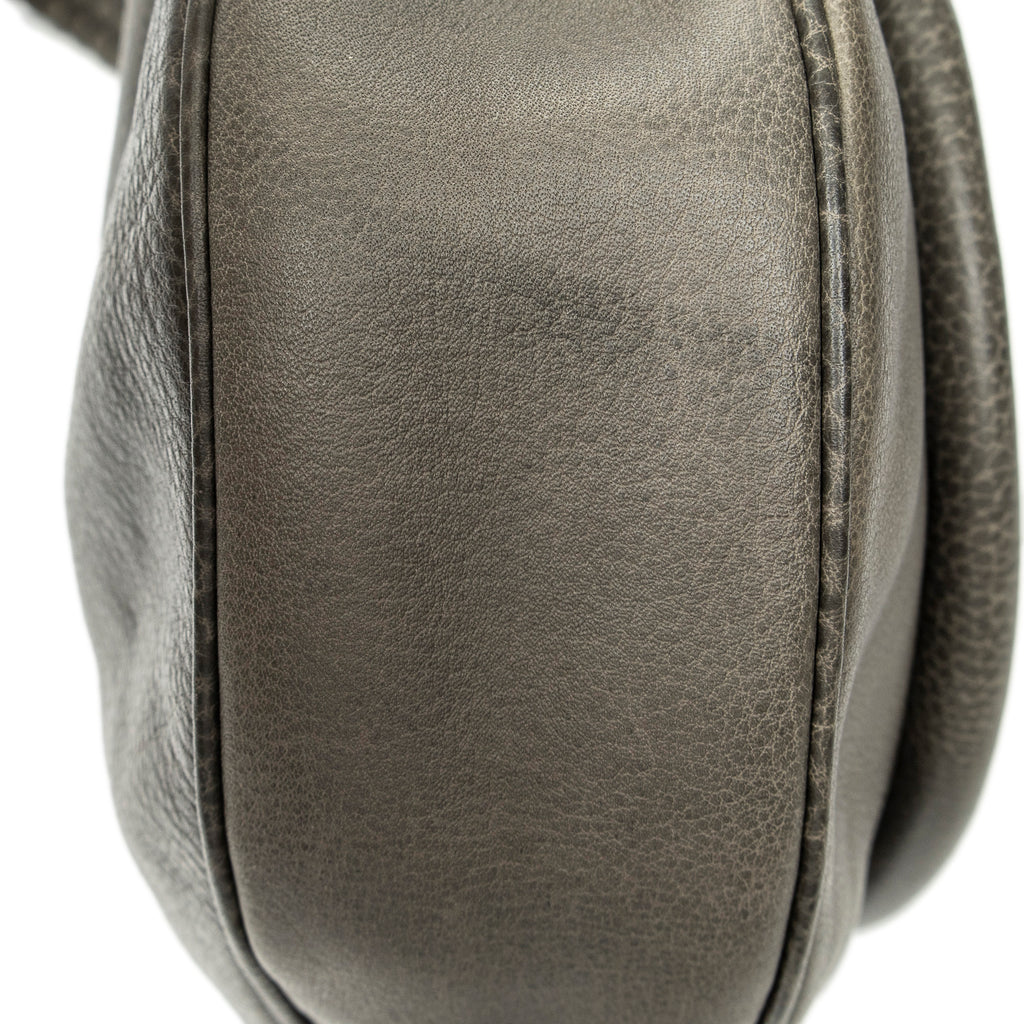 Shoulder Bag Large New Pelham Hobo Grey Grained Calfskin Leather