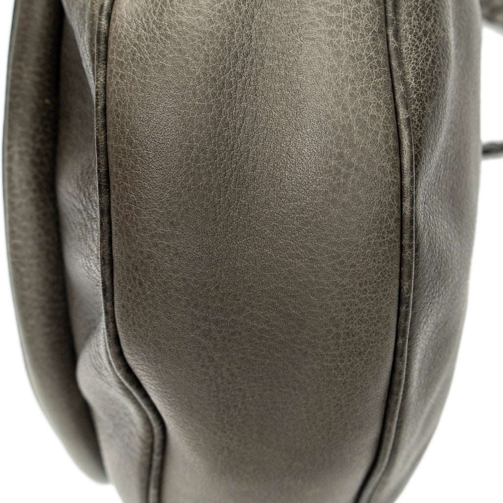 Shoulder Bag Large New Pelham Hobo Grey Grained Calfskin Leather