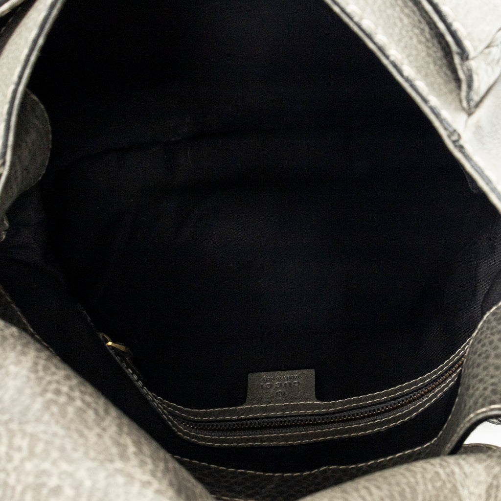 Shoulder Bag Large New Pelham Hobo Grey Grained Calfskin Leather