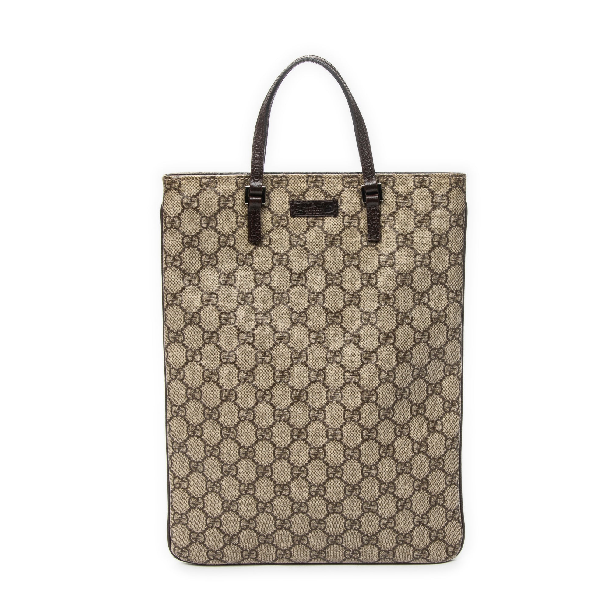 Handbag Flat Tote Brown Supreme Coated Canvas